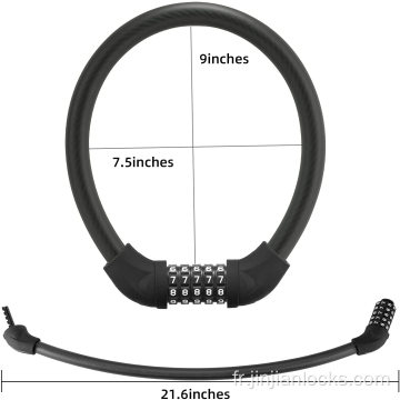 Verrouillage de câble combinaison réinitialisable à 5 chiffres pour le vélo